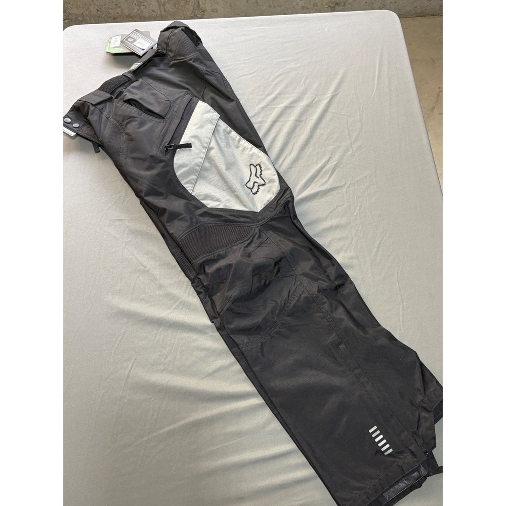 Fox Racing Panther Motocross Pants Mens 32 waist, Black Gray Leather Knee, New